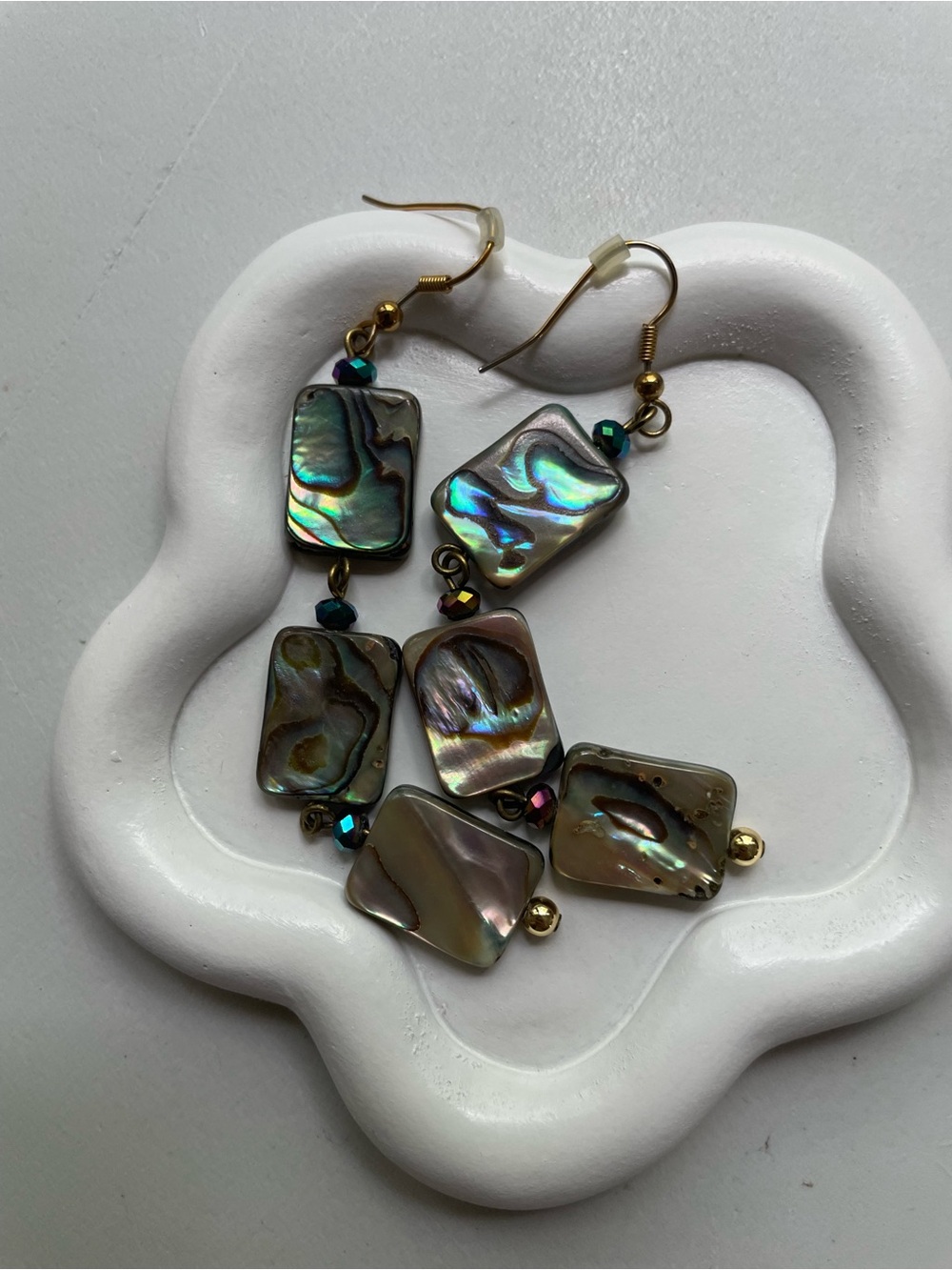 Handmade Abalone Shell Dangle Earrings – Iridescent Statement Jewelry